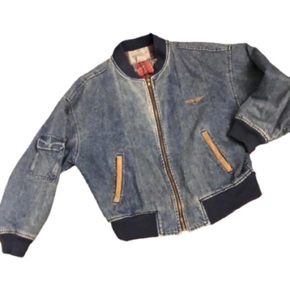 FLIGHT issue gear. Denim zip up bomber jacket.EUC! - Picture 1 of 11